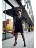 Envelope dress with an asymmetrical bottom, black FK623 - Online store - Boutique